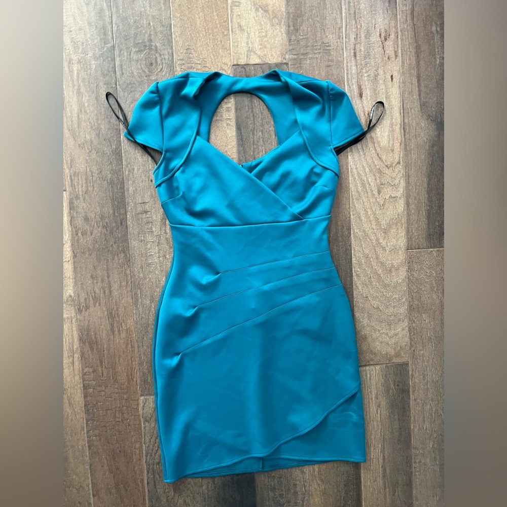 GUESS Bodycon Dress Teal 10 - Picture 2 of 4